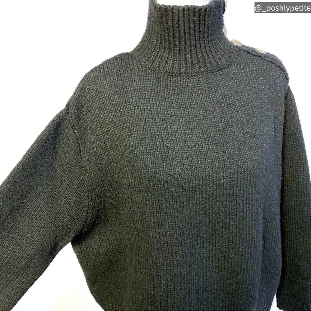 Zara knit small black mock  neck button sweater - Picture 10 of 16